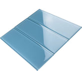 4x12 Glossy Blue Subway Glass Wall Tiles for Bathroom and Kitchen Walls Kitchen Backsplashes By Vogue Tile